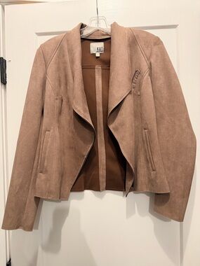 Kut from the Kloth Taupe Suede Draped Open-Front Jacket